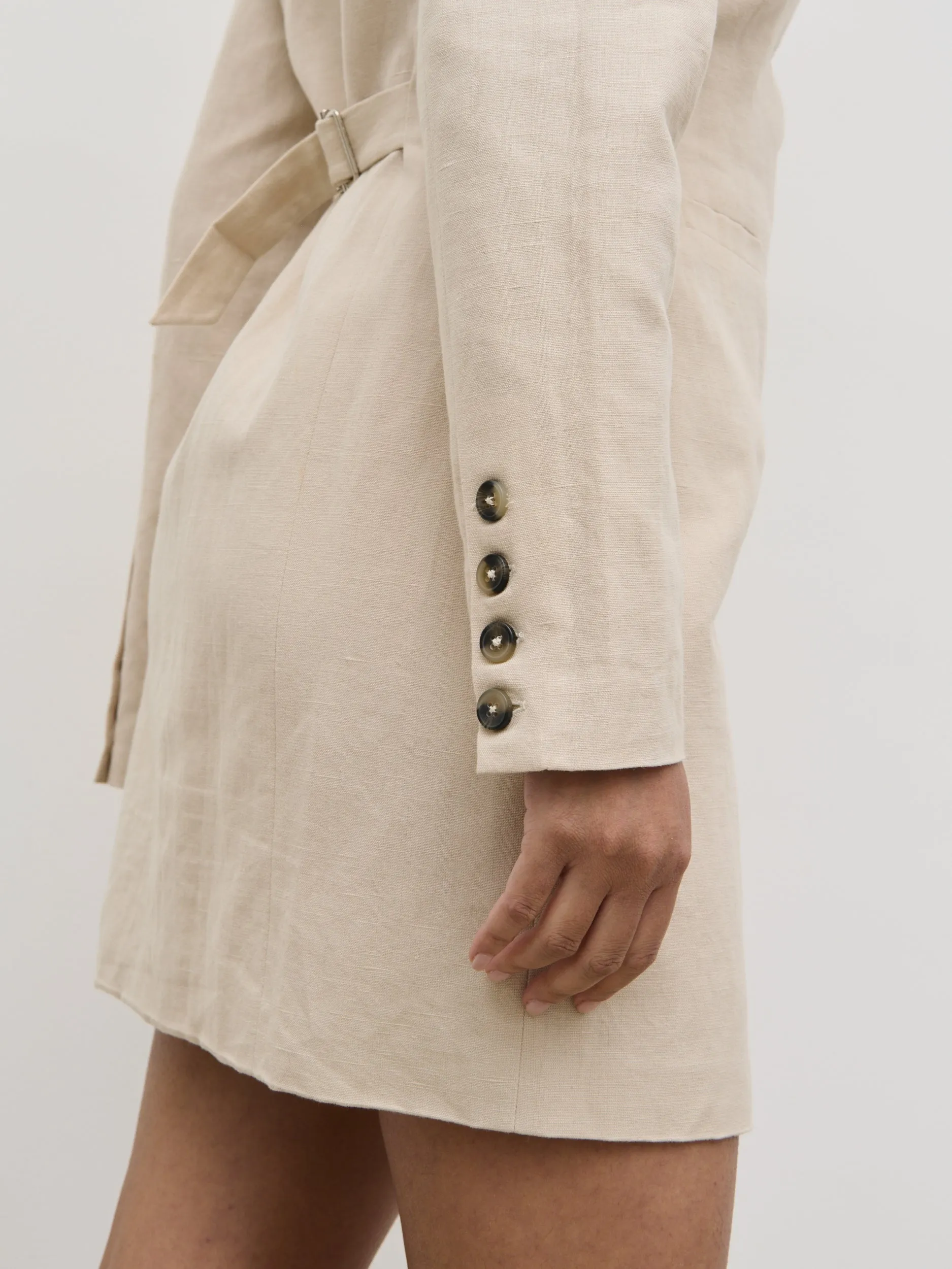 Indy Button Down Mini Dress - Natural sold by Pretty Lavish product image thumbnail 5