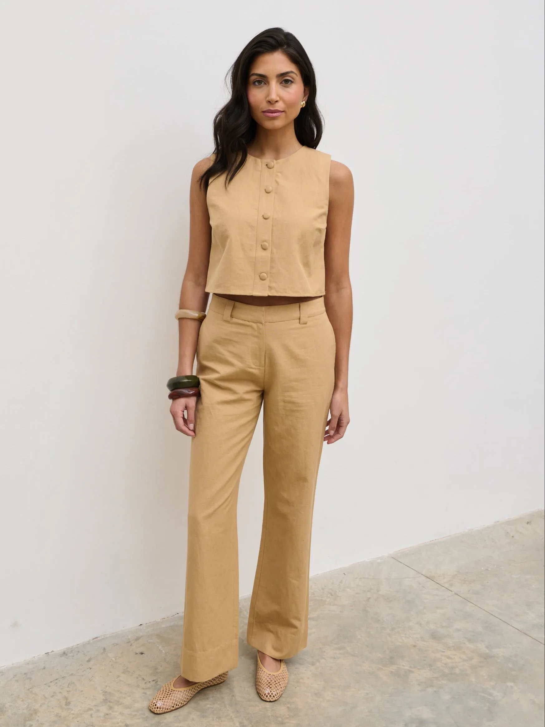 Blair Cropped Button Top - Camel sold by Pretty Lavish product image thumbnail 4