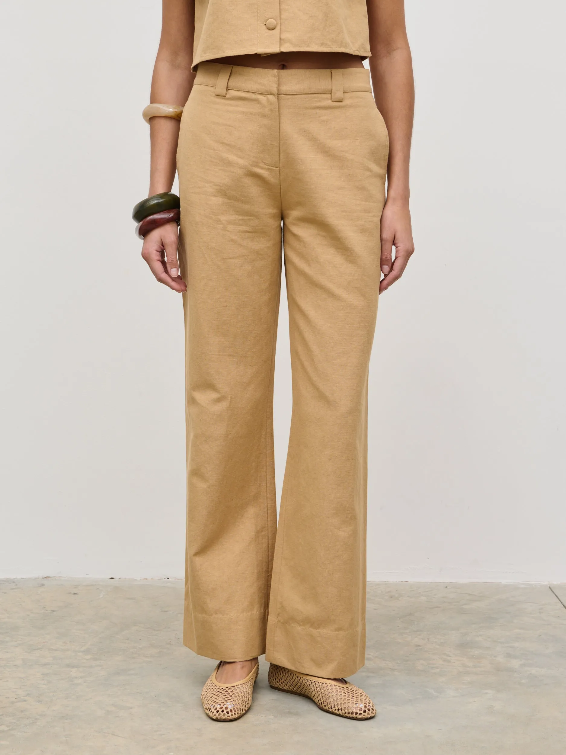 Blair Linen Trousers - Camel sold by Pretty Lavish product image thumbnail 3