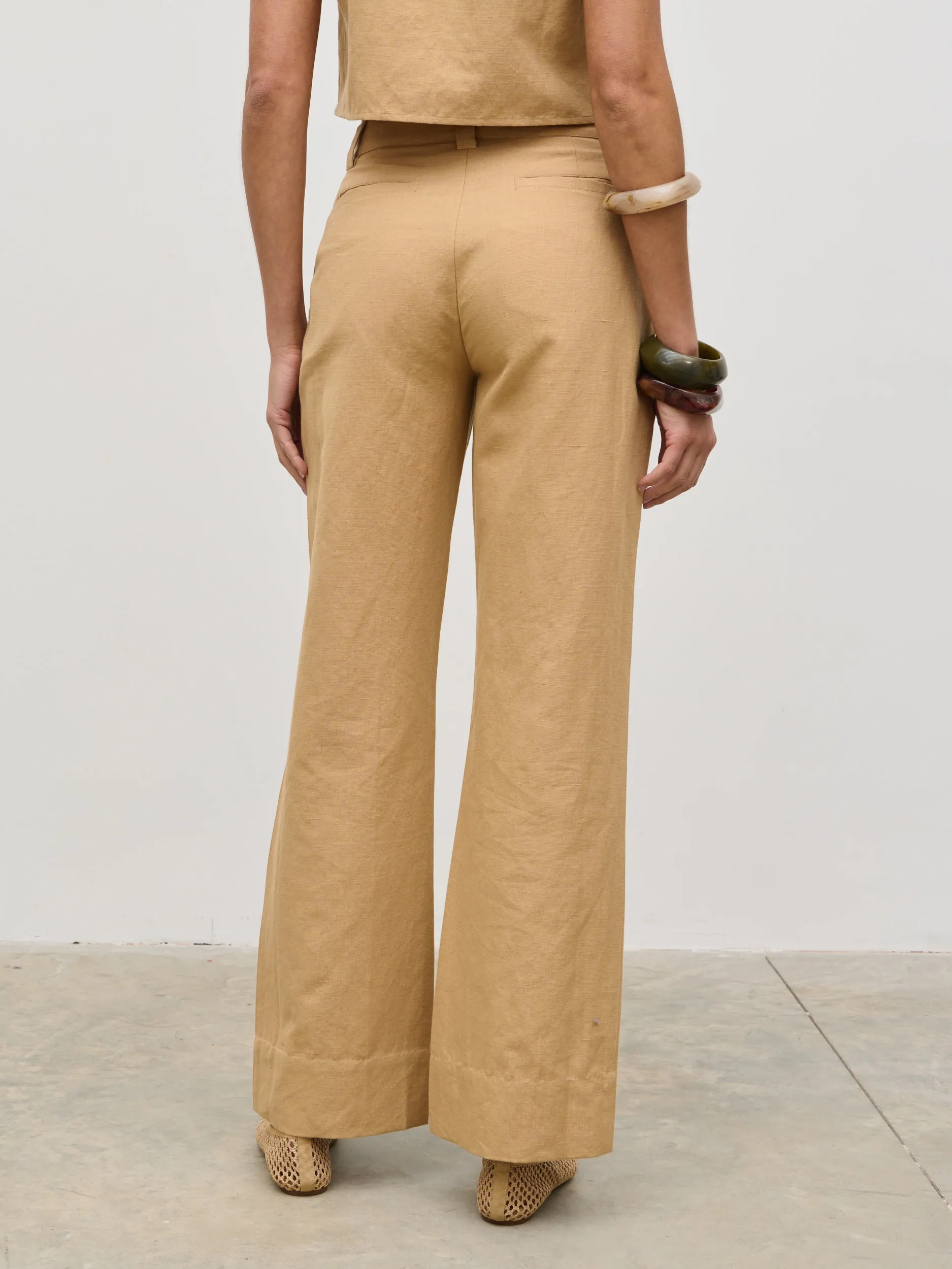 Blair Linen Trousers - Camel sold by Pretty Lavish product image thumbnail 4