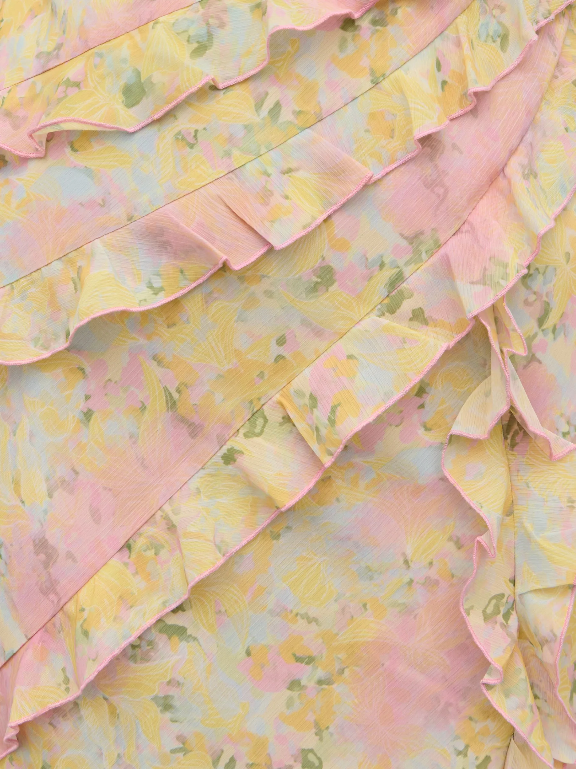 Constance Ruffle Maxi Dress Curve - Pastel Multi Abstract Floral sold by Pretty Lavish product image thumbnail 3