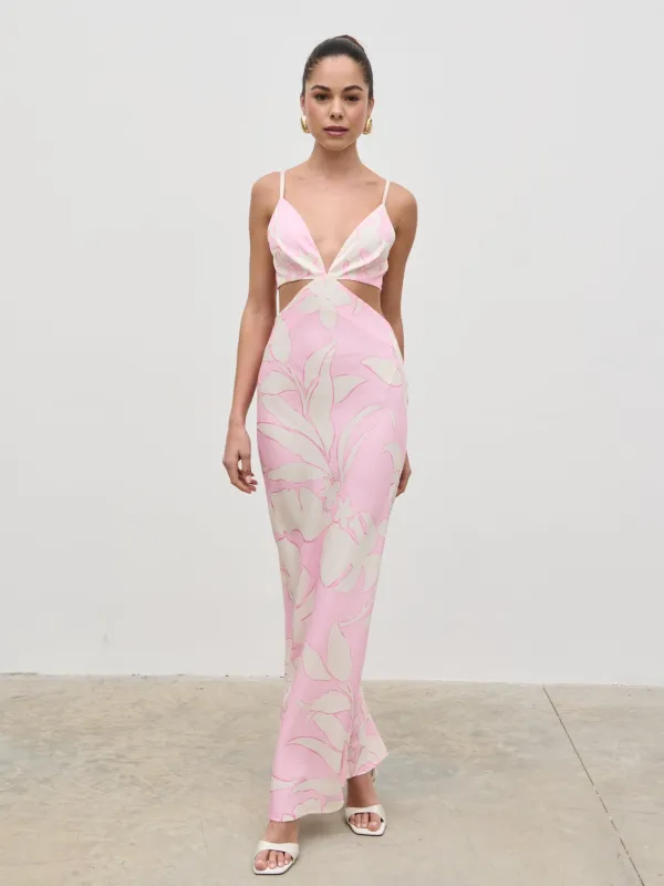 Nellie Cut Out Maxi Dress - Peony Floral made by Pretty Lavish