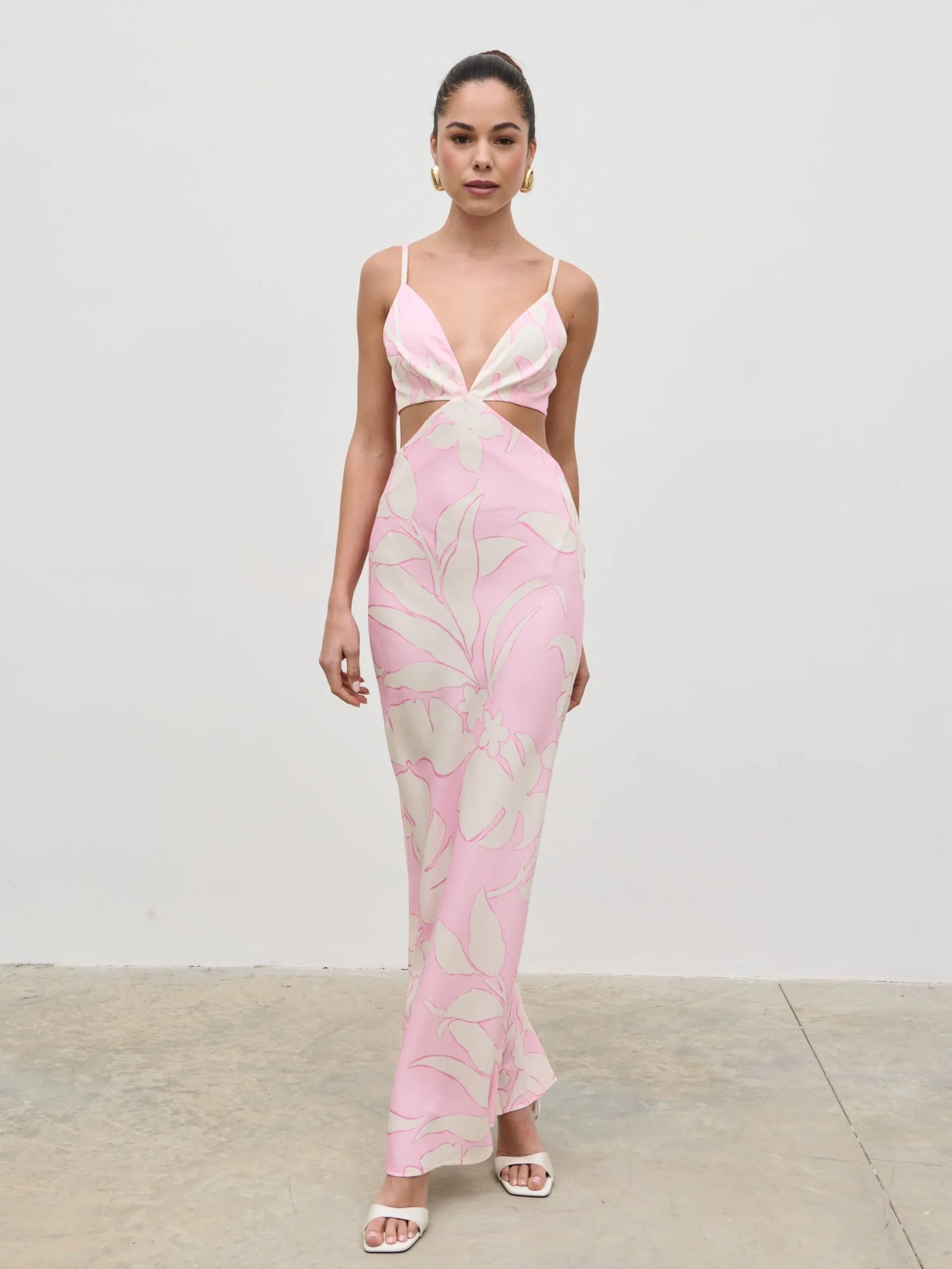 Nellie Cut Out Maxi Dress - Peony Floral sold by Pretty Lavish