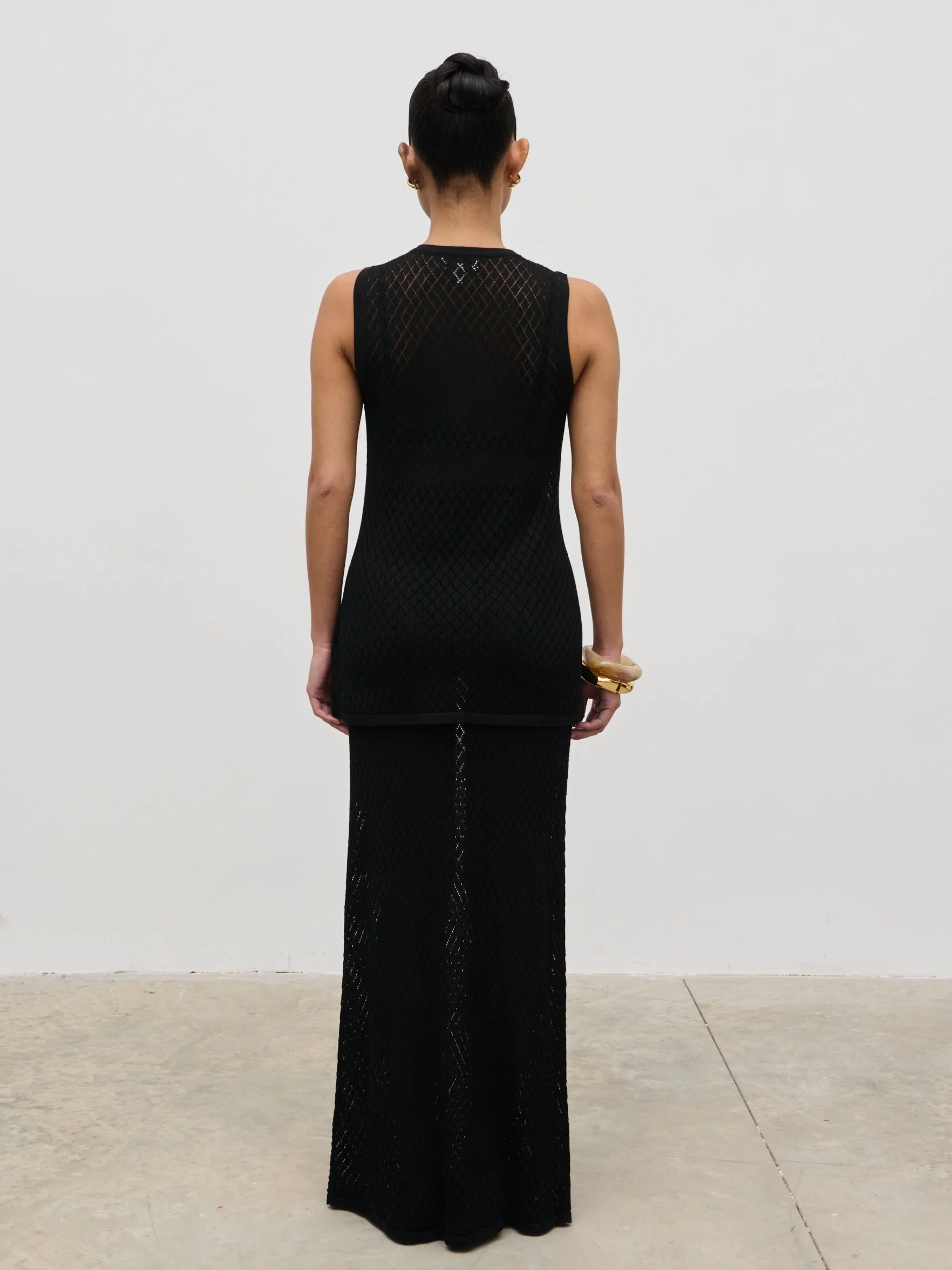 Imani Pointelle Knit Maxi Skirt - Black sold by Pretty Lavish product image thumbnail 5