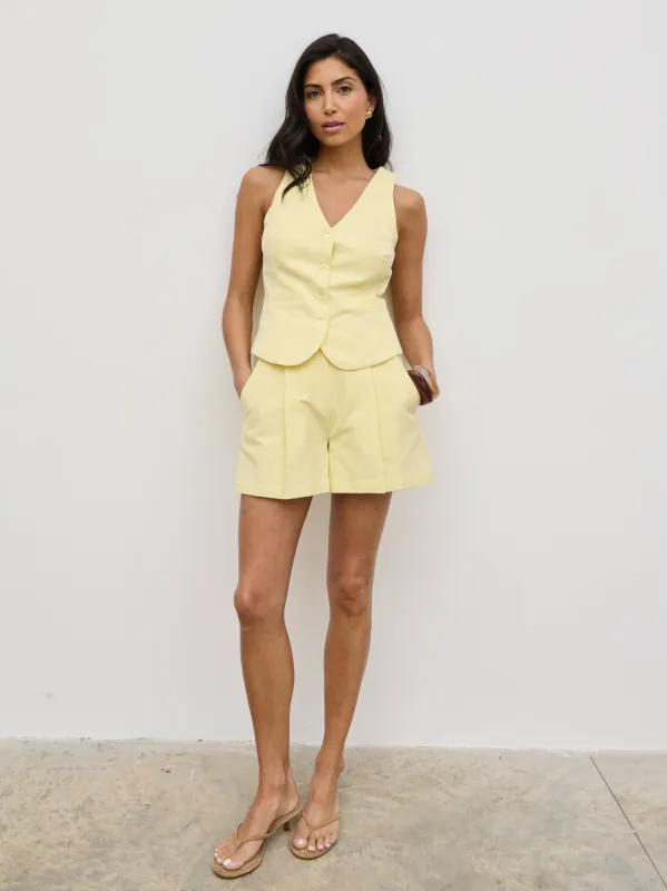 Thali Linen Shorts - Lemon sold by Pretty Lavish