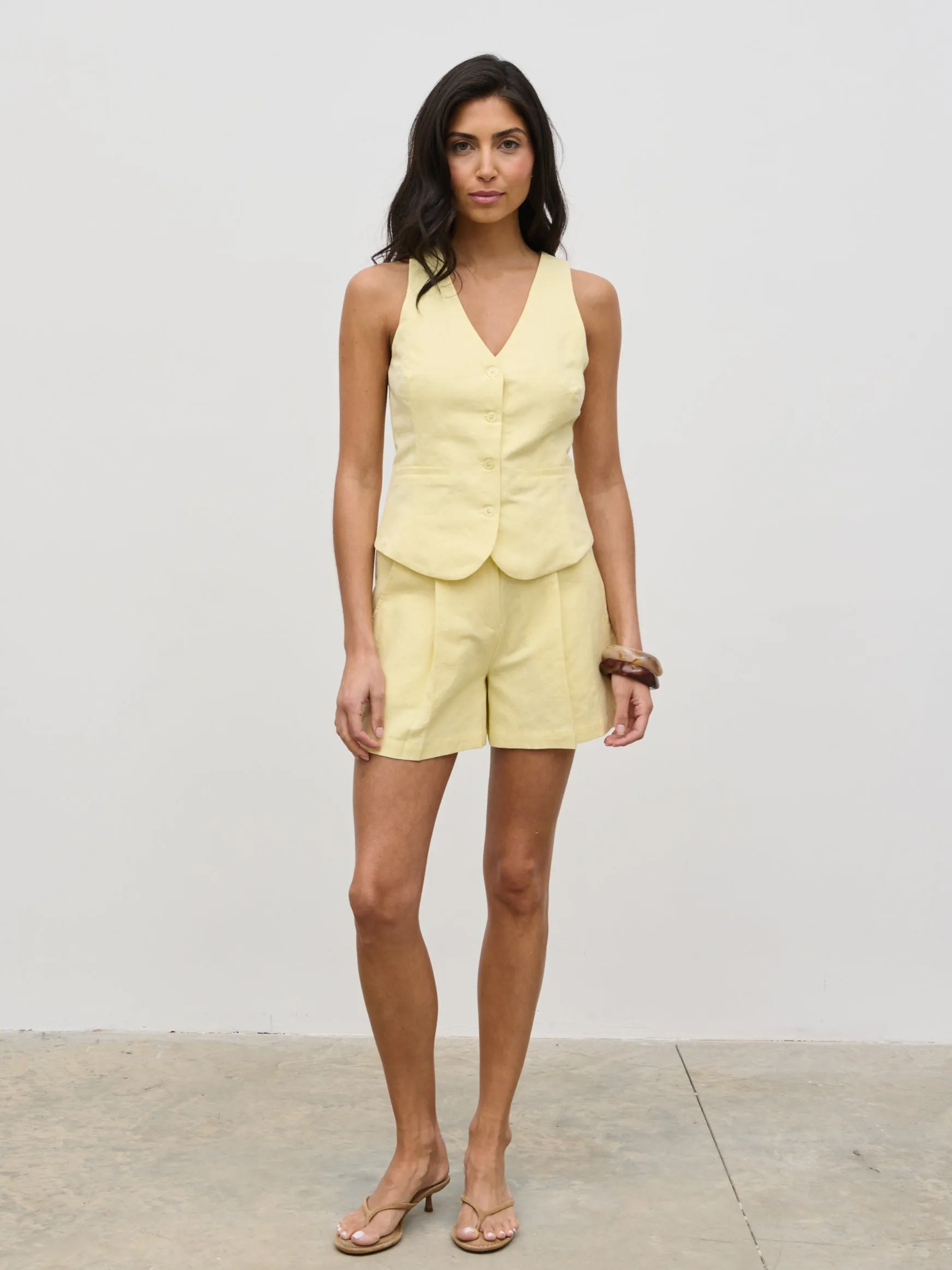 Thali Linen Shorts - Lemon sold by Pretty Lavish product image thumbnail 5