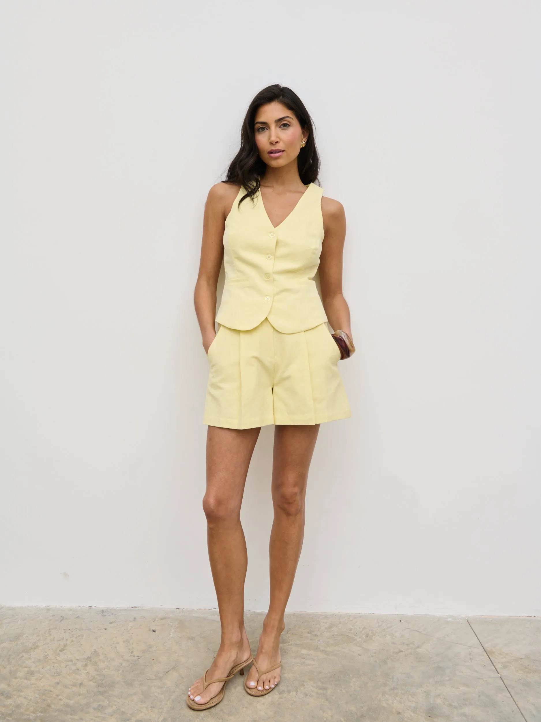 Thali Racer Neck Waistcoat - Lemon sold by Pretty Lavish product image thumbnail 3