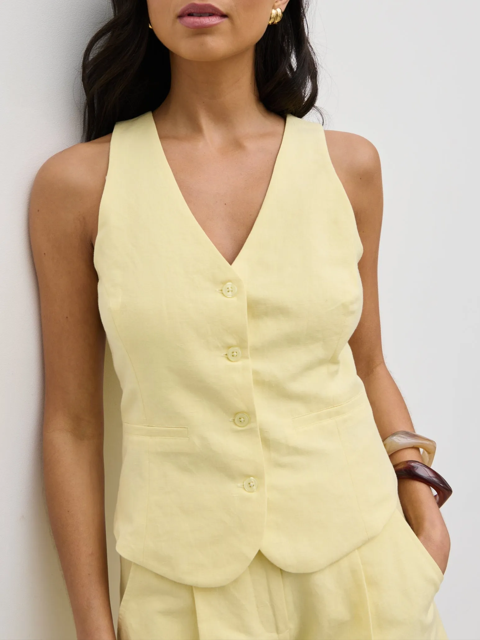 Thali Racer Neck Waistcoat - Lemon sold by Pretty Lavish product image thumbnail 2