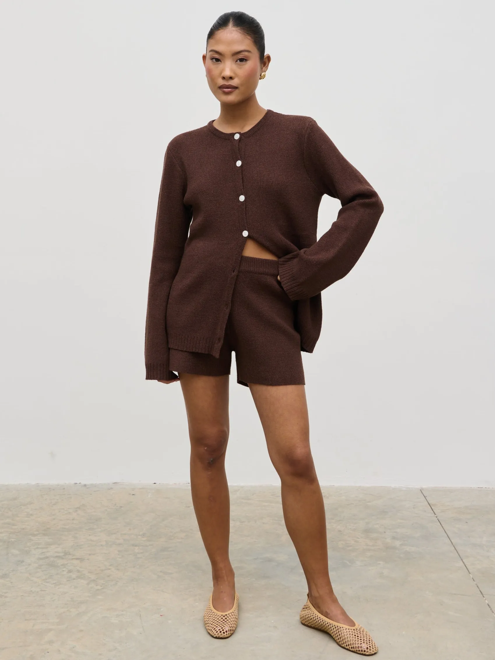 Gracie Fine Tape Knit Cardigan - Brown sold by Pretty Lavish product image thumbnail 4