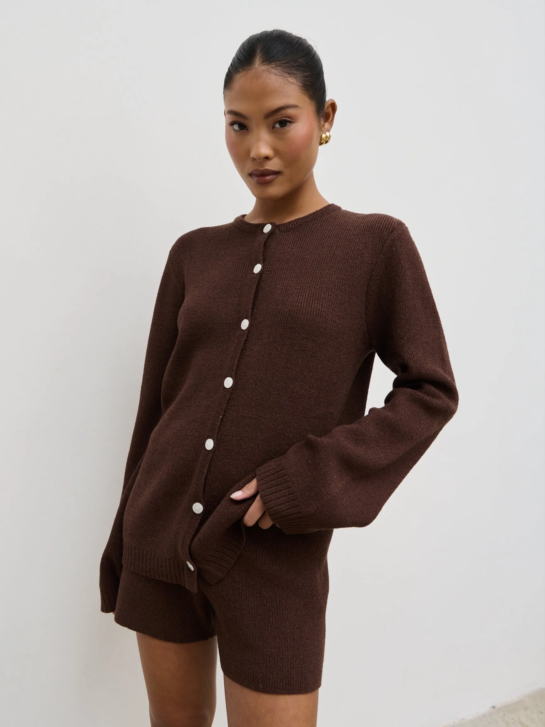 Gracie Fine Tape Knit Cardigan - Brown sold by Pretty Lavish product image thumbnail 5