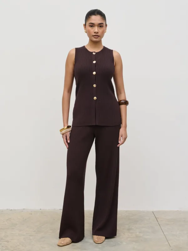 Gabriella Crochet Knit Trousers - Brown sold by Pretty Lavish