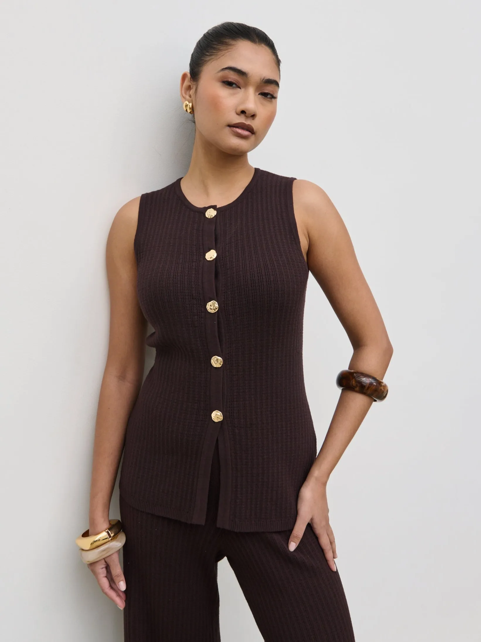 Gabriella Crochet Knit Top - Brown sold by Pretty Lavish