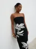 Milena Floral Bandeau Knit Midaxi Dress - Black and Cream sold by Pretty Lavish