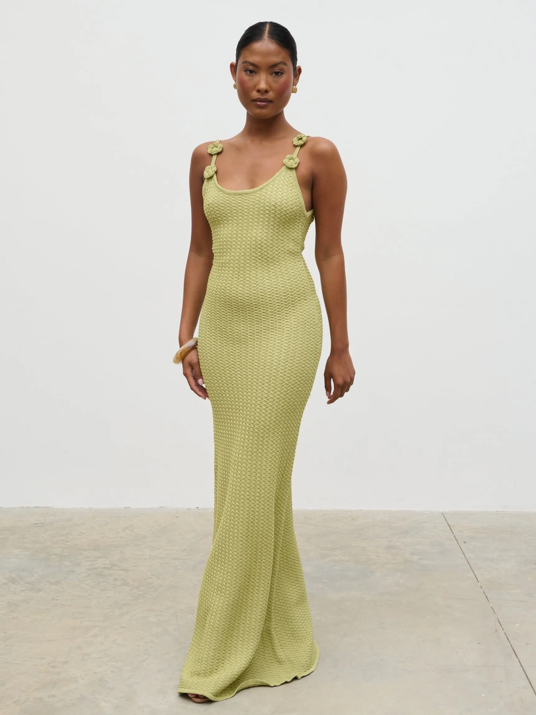 Astrid Rosette Sleeve Knit Maxi Dress - Green sold by Pretty Lavish product image thumbnail 5