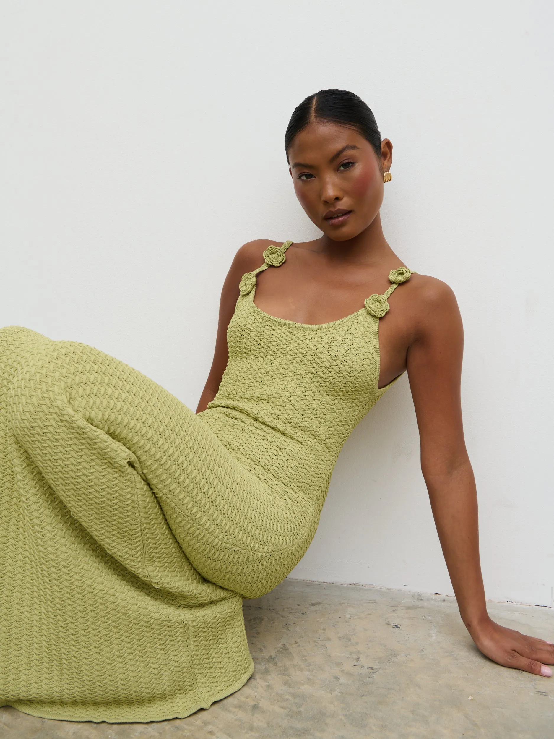 Astrid Rosette Sleeve Knit Maxi Dress - Green sold by Pretty Lavish product image thumbnail 2