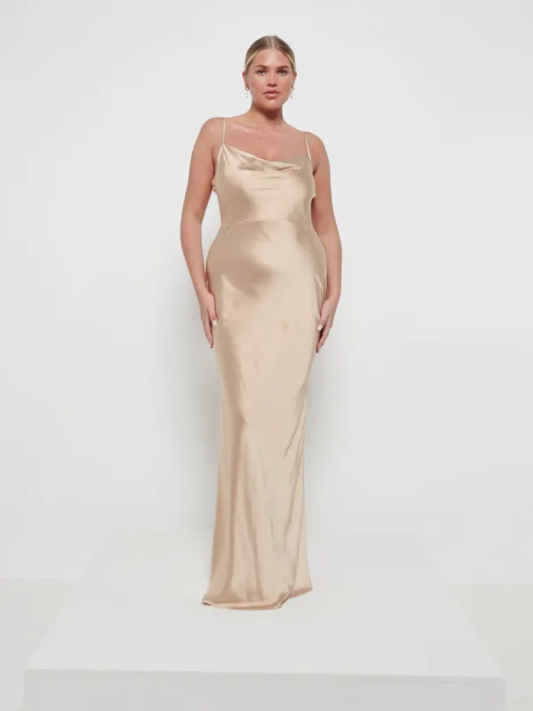 Keisha Maxi Bridesmaid Dress - Matte Bronze sold by Pretty Lavish