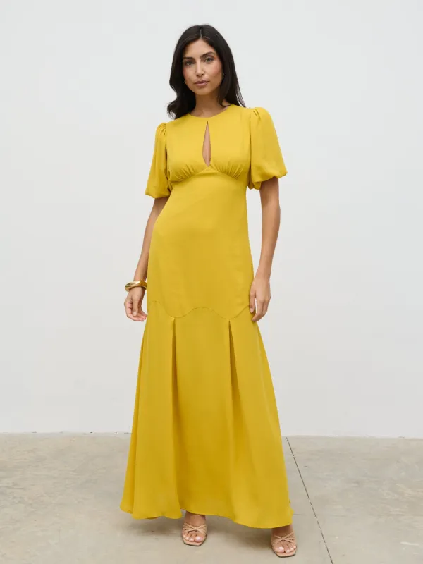 Maribel Puff Sleeve Maxi Dress - Yellow Ochre sold by Pretty Lavish