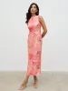 Lilou Printed Sequin Midaxi Dress - Orange Large Scale Floral sold by Pretty Lavish