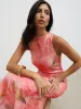 Lilou Printed Sequin Midaxi Dress - Orange Large Scale Floral sold by Pretty Lavish