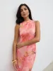 Lilou Printed Sequin Midaxi Dress - Orange Large Scale Floral sold by Pretty Lavish