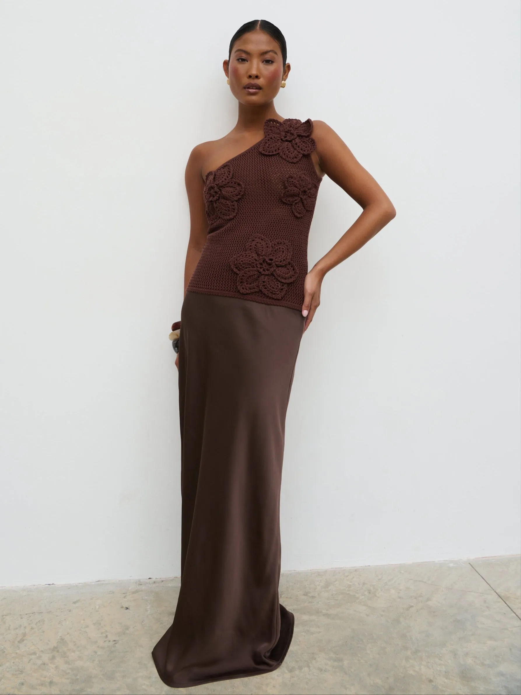 Megan Crochet Flower Knit Top - Brown sold by Pretty Lavish product image thumbnail 2