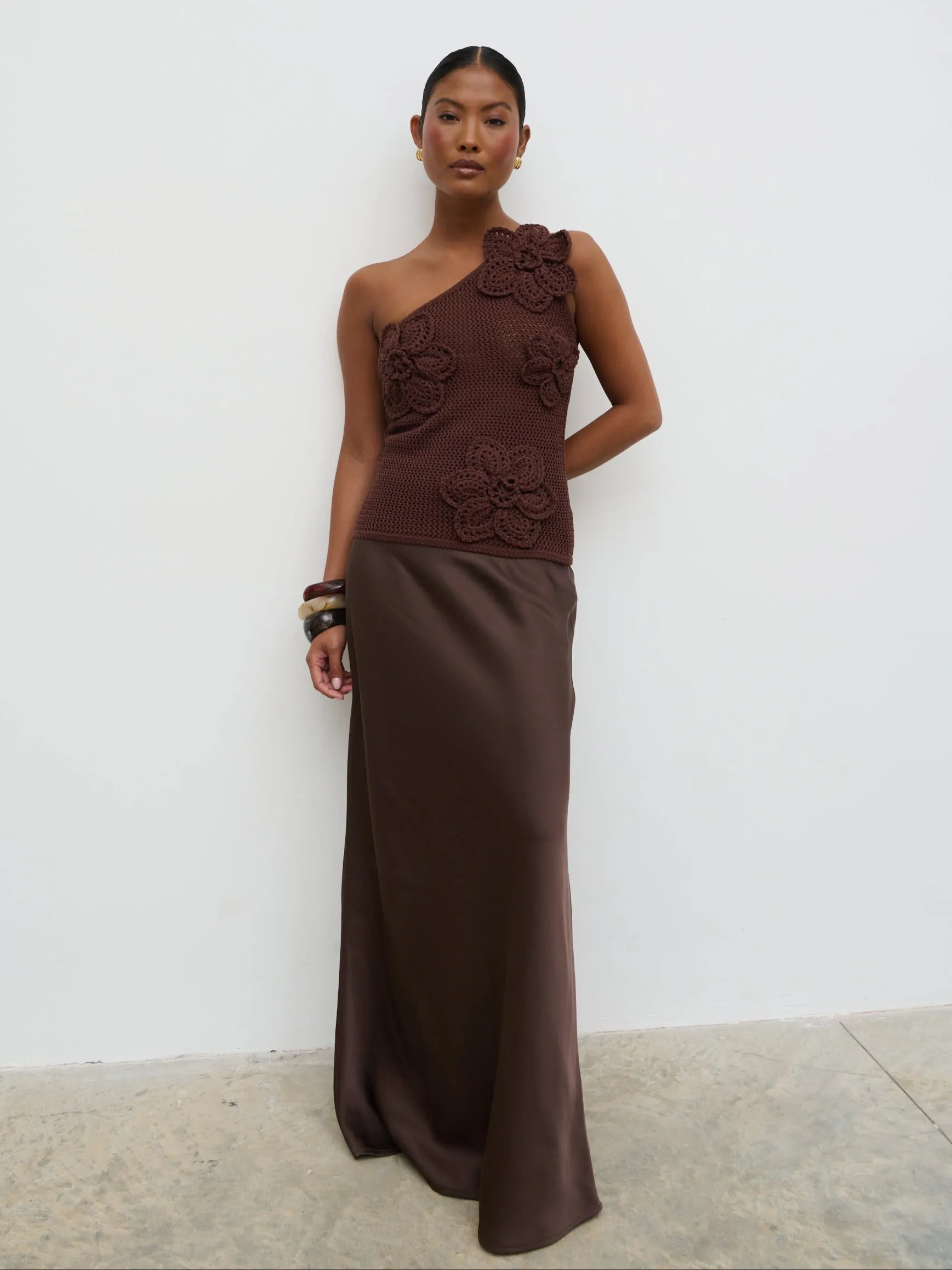 Breya Maxi Skirt - Chocolate Brown sold by Pretty Lavish