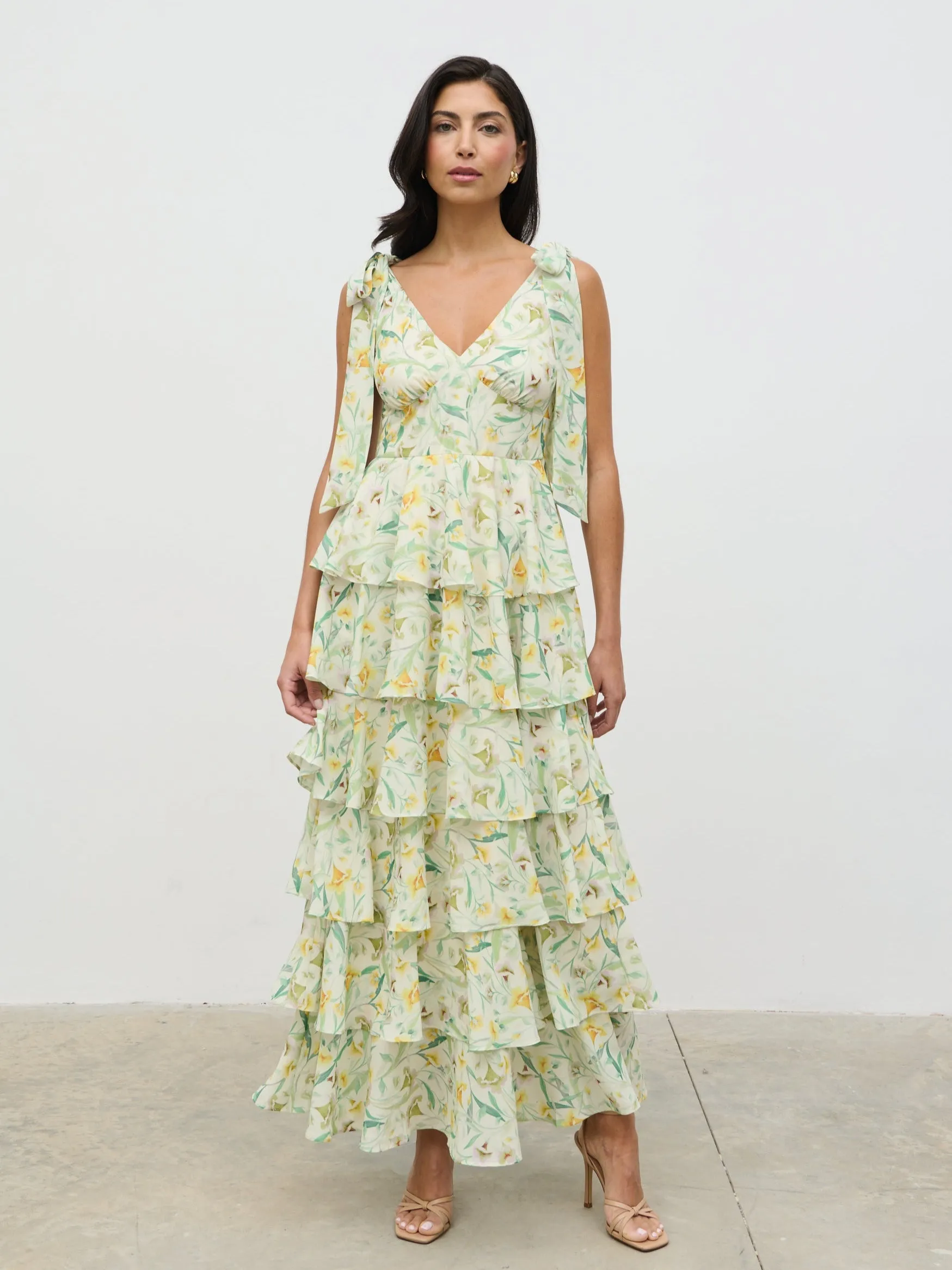 Fiore Tie Ruffle Maxi Dress - Botanic Floral sold by Pretty Lavish product image thumbnail 5