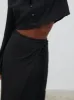 Abigail Wrap Linen Midaxi Skirt - Black sold by Pretty Lavish