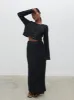 Abigail Wrap Linen Midaxi Skirt - Black sold by Pretty Lavish