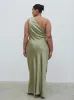 Juliet Ruched Maxi Bridesmaid Dress Curve - Matte Olive sold by Pretty Lavish