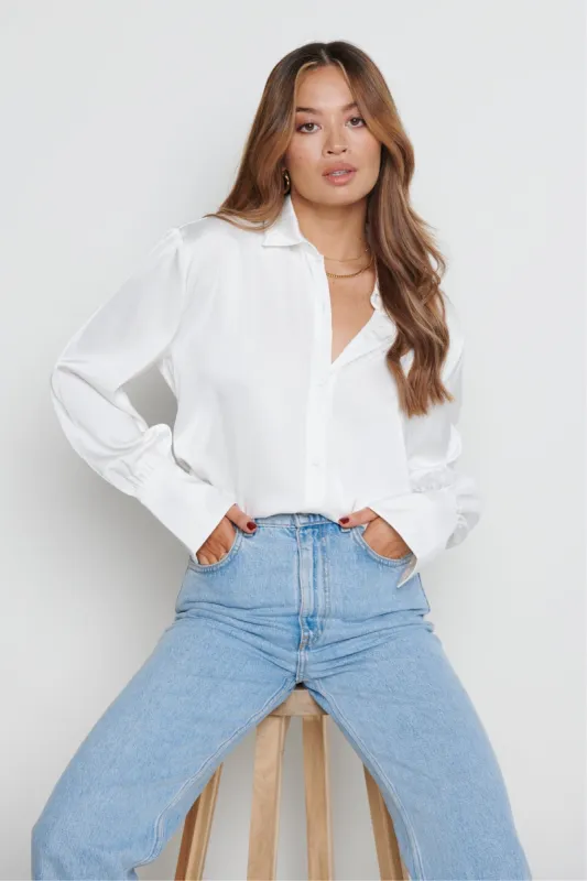 Naomi Relaxed Shirt- White sold by Pretty Lavish