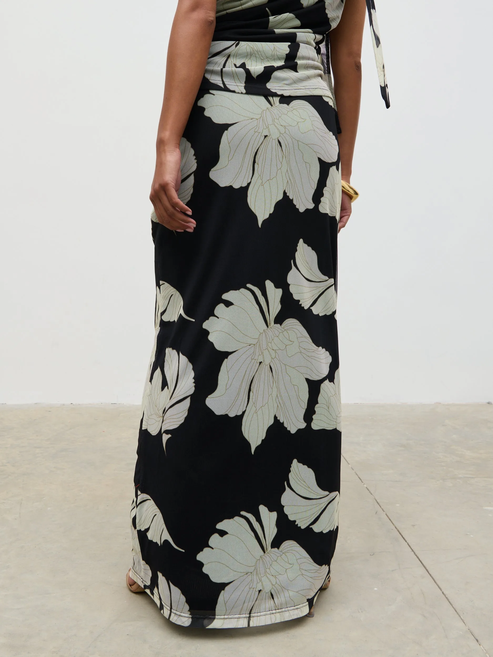 Shea Jersey Maxi Skirt - Monochrome Floral sold by Pretty Lavish product image thumbnail 5