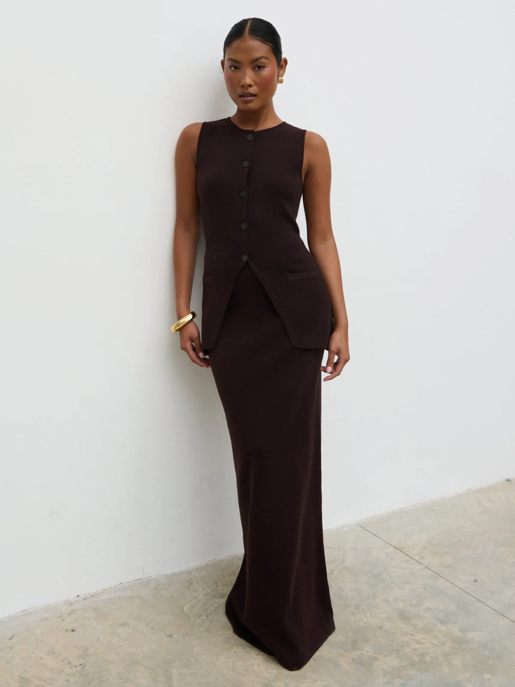 Alba Knit Maxi Skirt - Chocolate sold by Pretty Lavish product image thumbnail 3