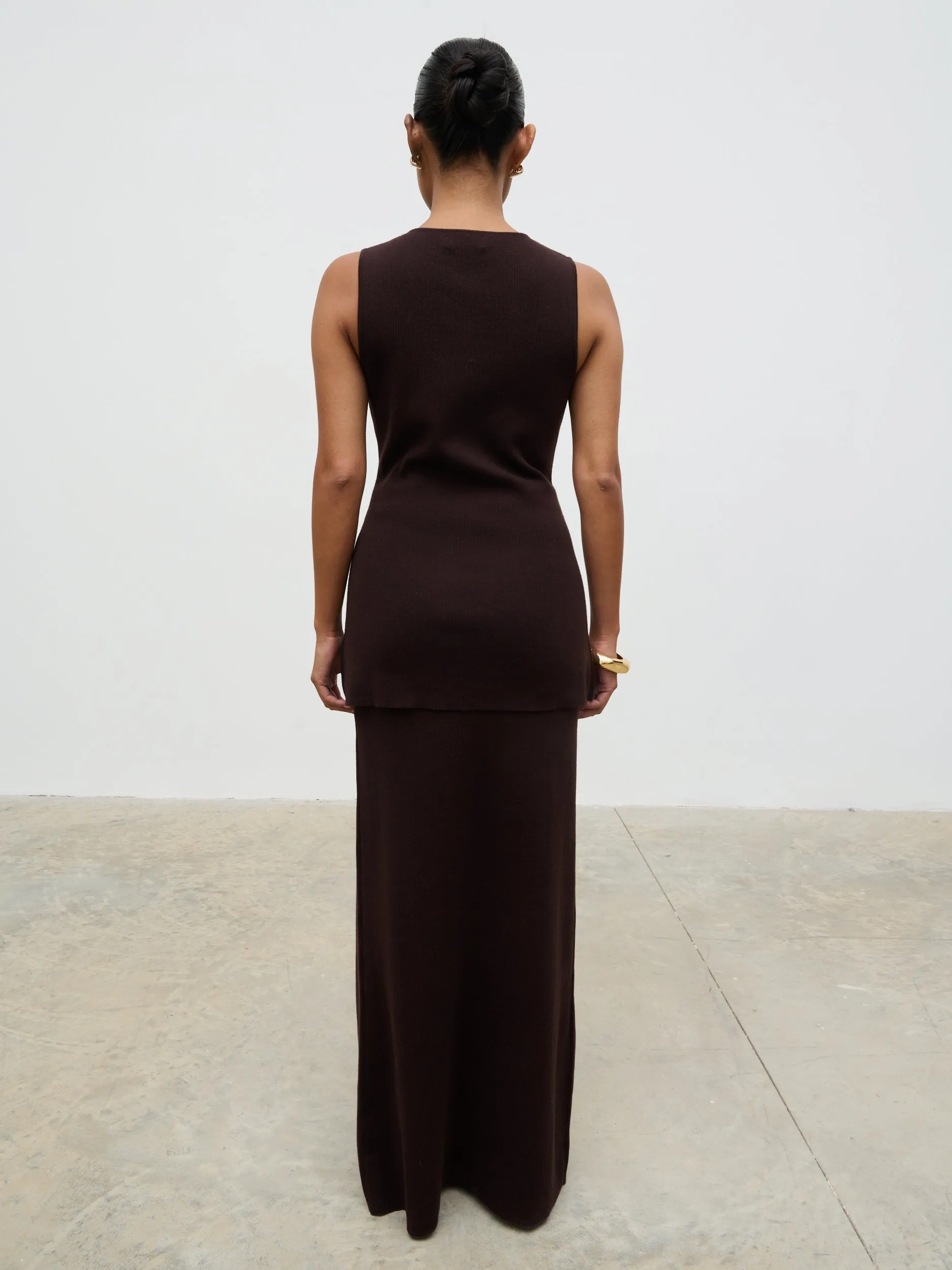 Alba Knit Maxi Skirt - Chocolate sold by Pretty Lavish product image thumbnail 5