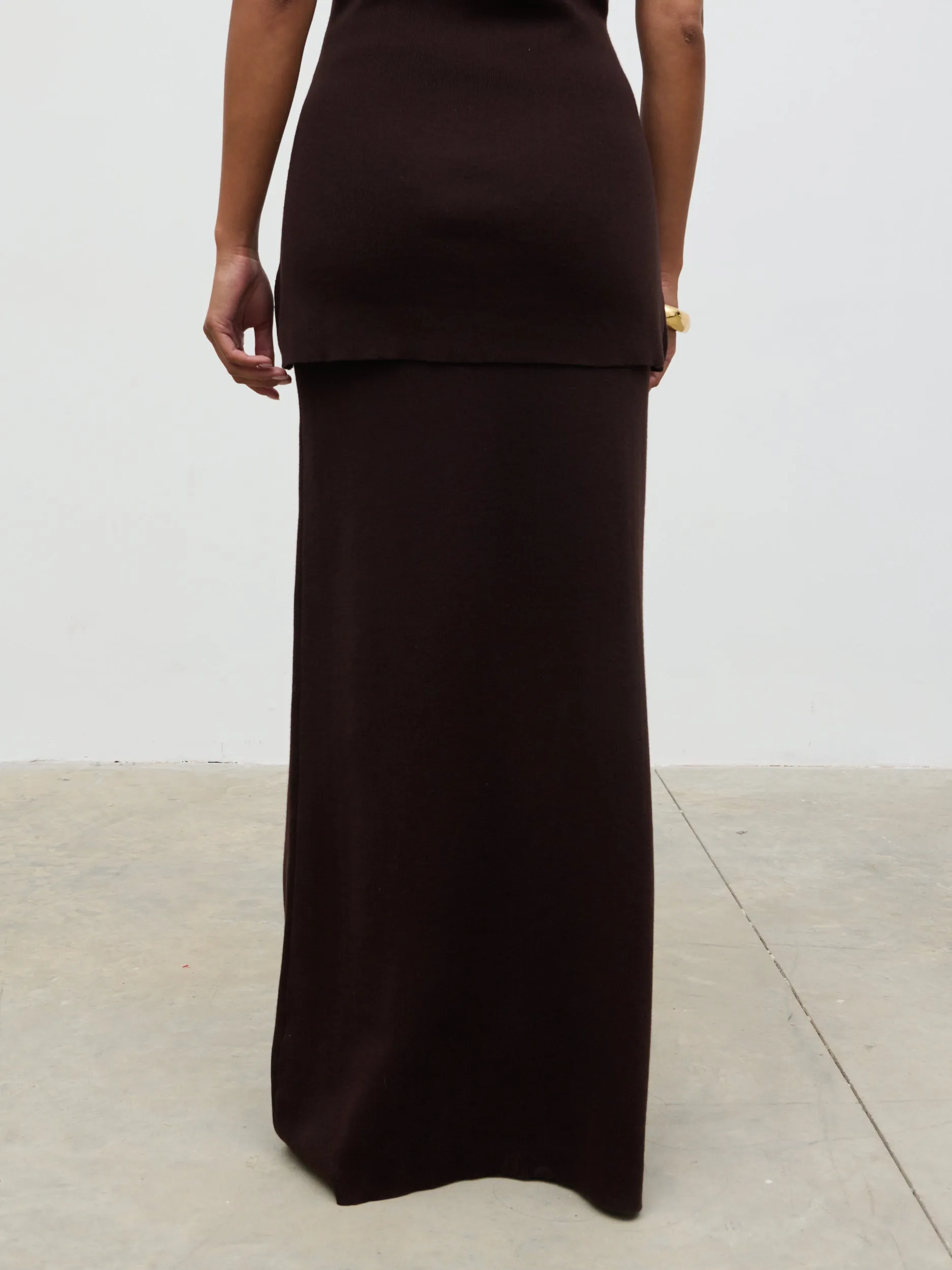 Alba Knit Maxi Skirt - Chocolate sold by Pretty Lavish product image thumbnail 4