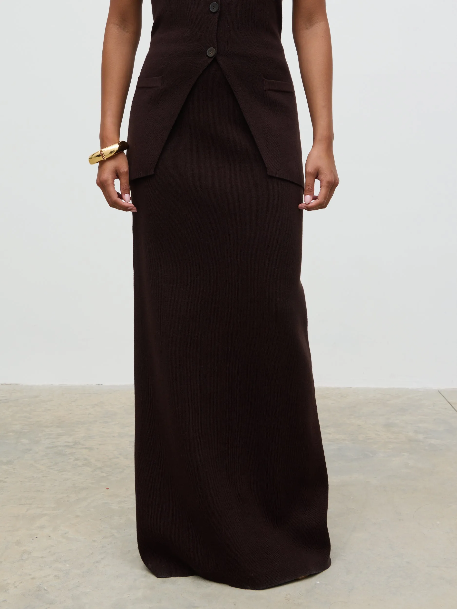 Alba Knit Maxi Skirt - Chocolate sold by Pretty Lavish product image thumbnail 2