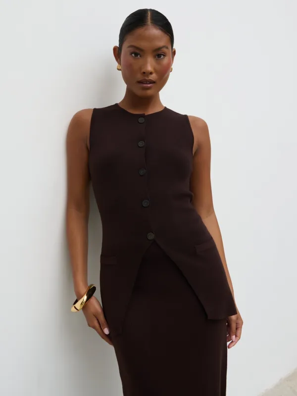 Alba Knit Waistcoat - Chocolate sold by Pretty Lavish