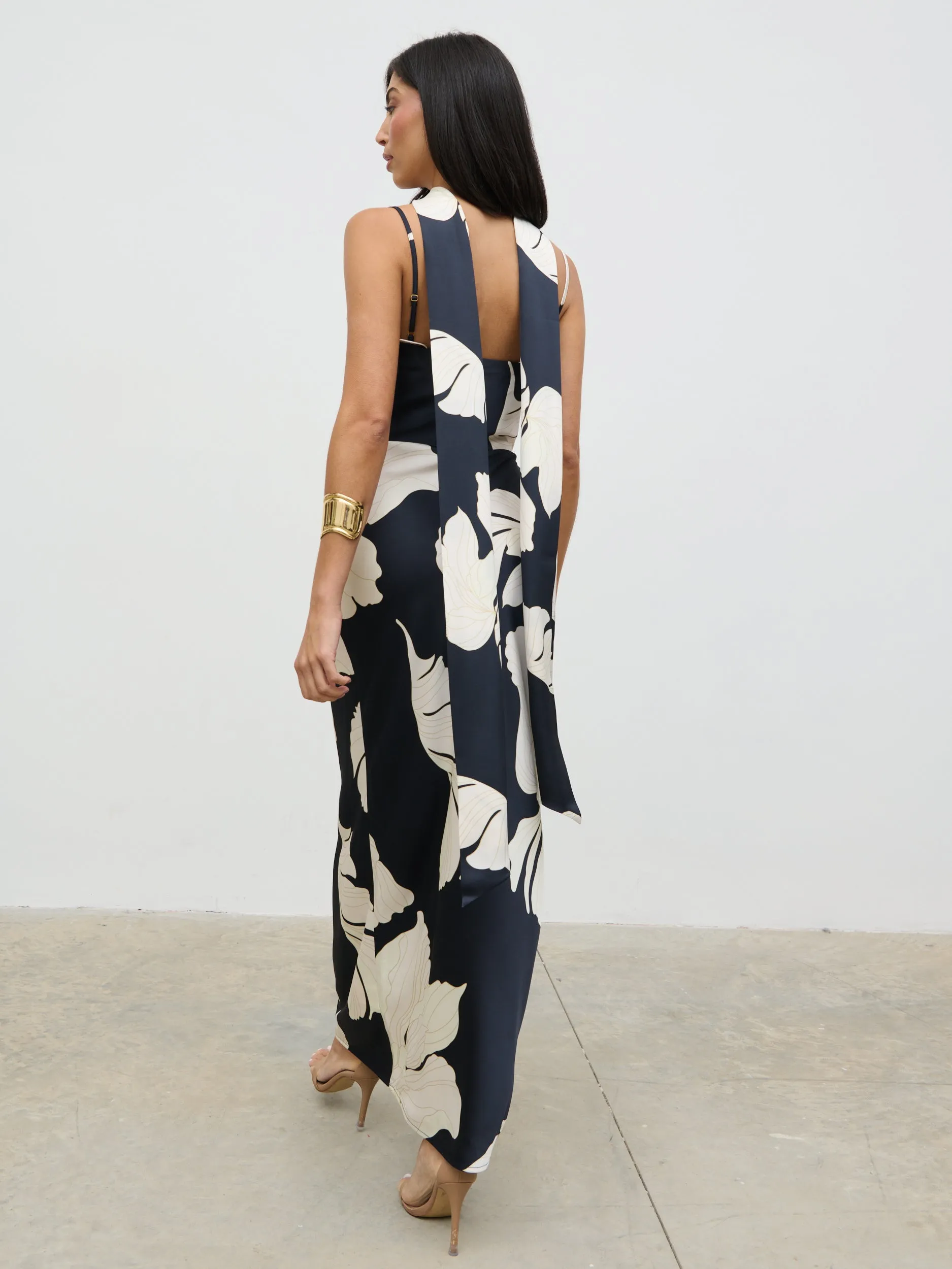 Keisha Scarf Maxi Dress - Large Scale Monochrome Floral sold by Pretty Lavish product image thumbnail 2