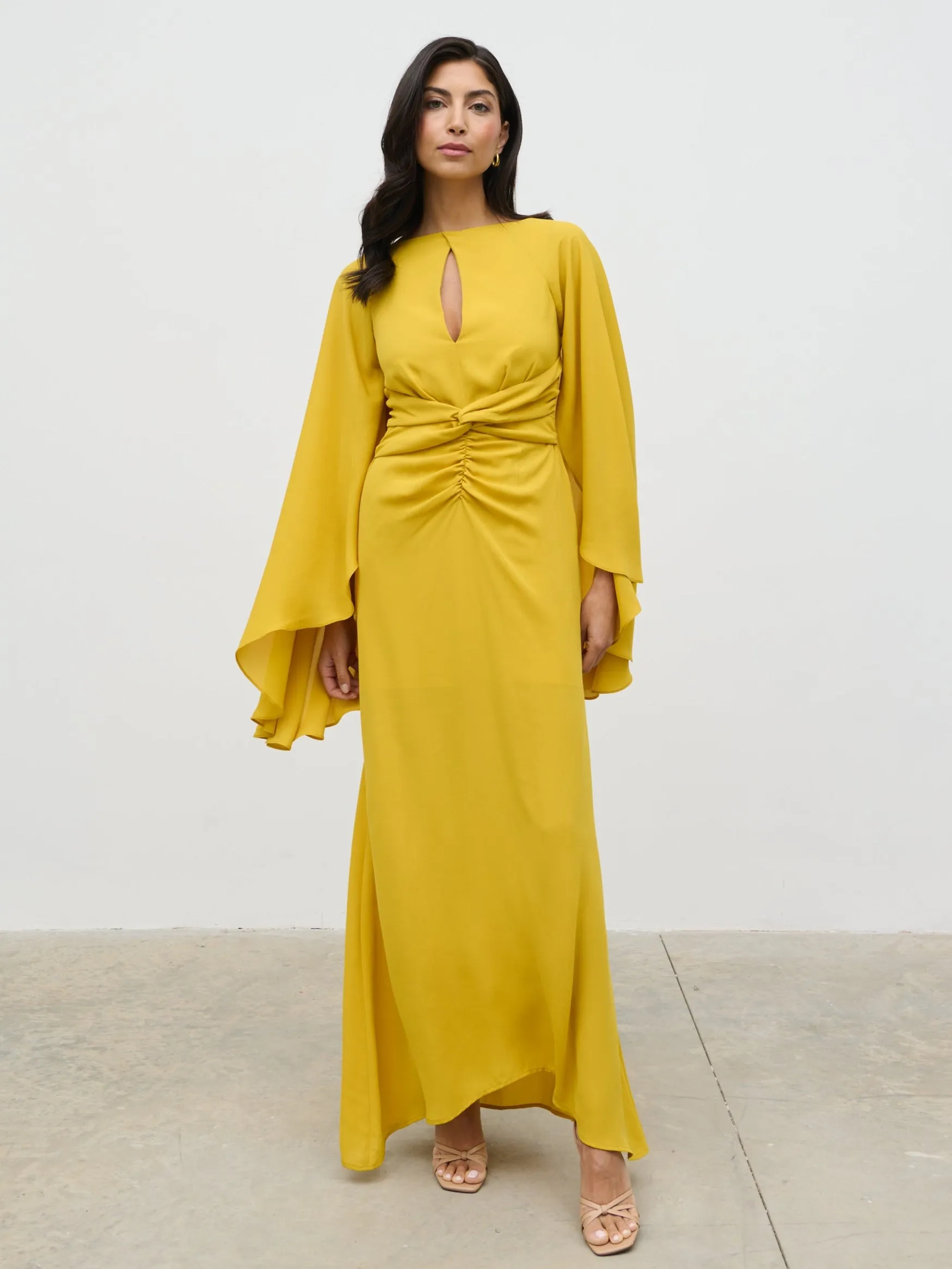 Ellison Cape Knot Maxi Dress - Yellow Ochre sold by Pretty Lavish product image thumbnail 3