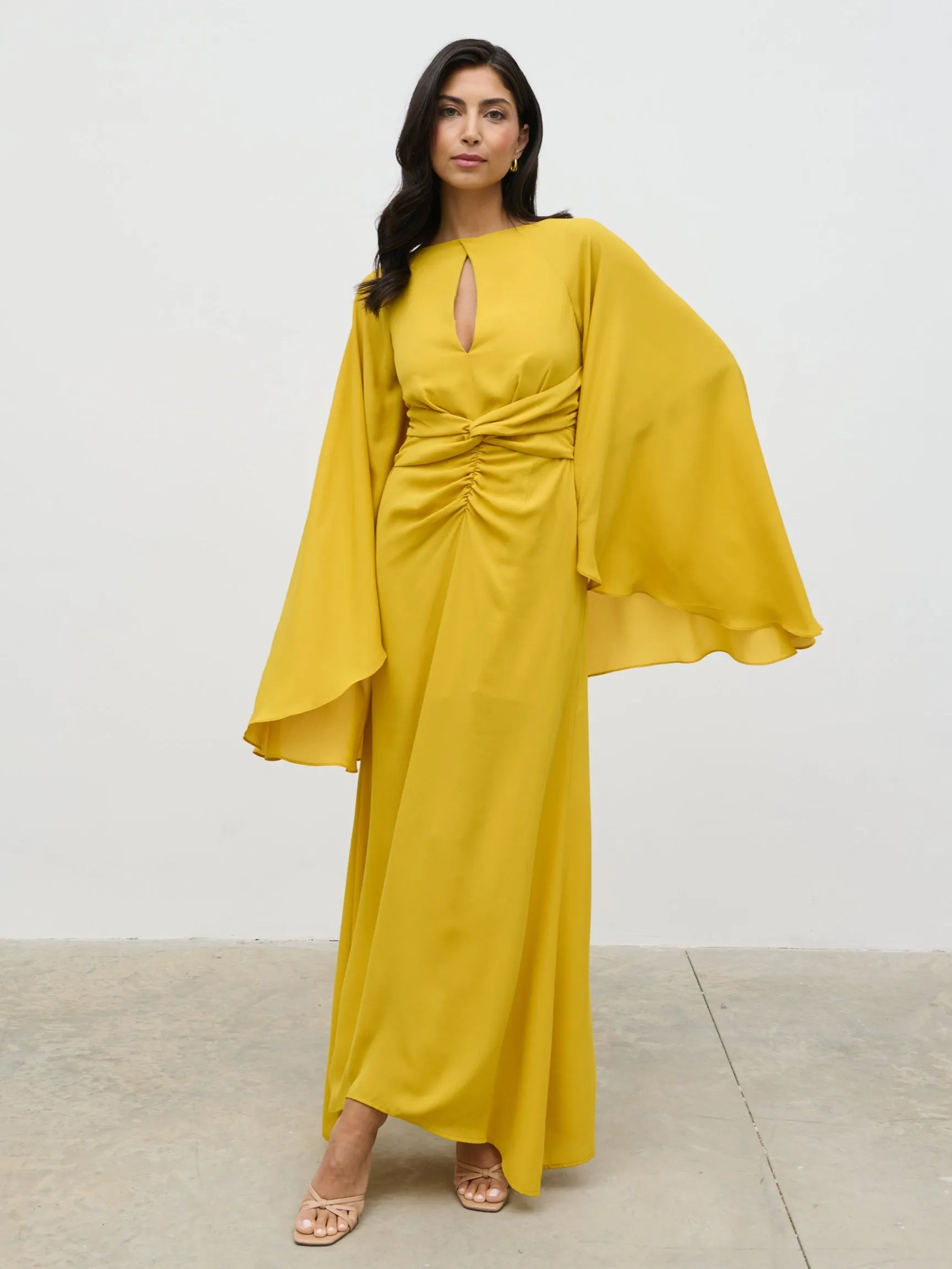 Ellison Cape Knot Maxi Dress - Yellow Ochre sold by Pretty Lavish product image thumbnail 5
