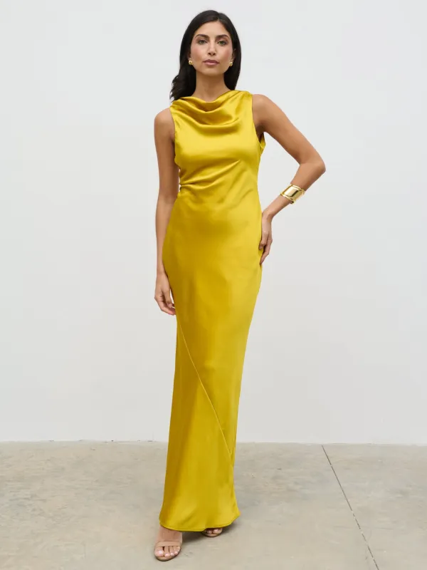 Everlee Cowl Maxi Dress - Saffron sold by Pretty Lavish