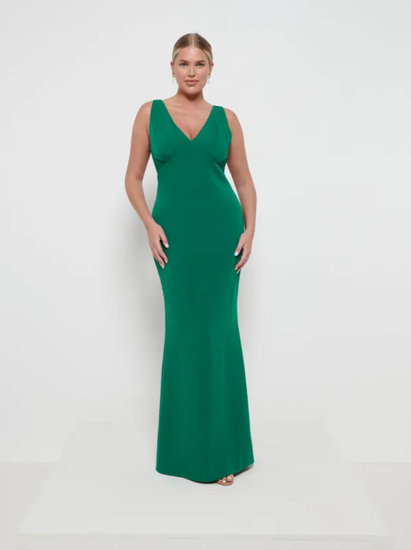 Esmee Crepe Maxi Bridesmaid Dress - Emerald sold by Pretty Lavish
