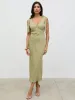 Piper Tie Midaxi Dress - Olive sold by Pretty Lavish