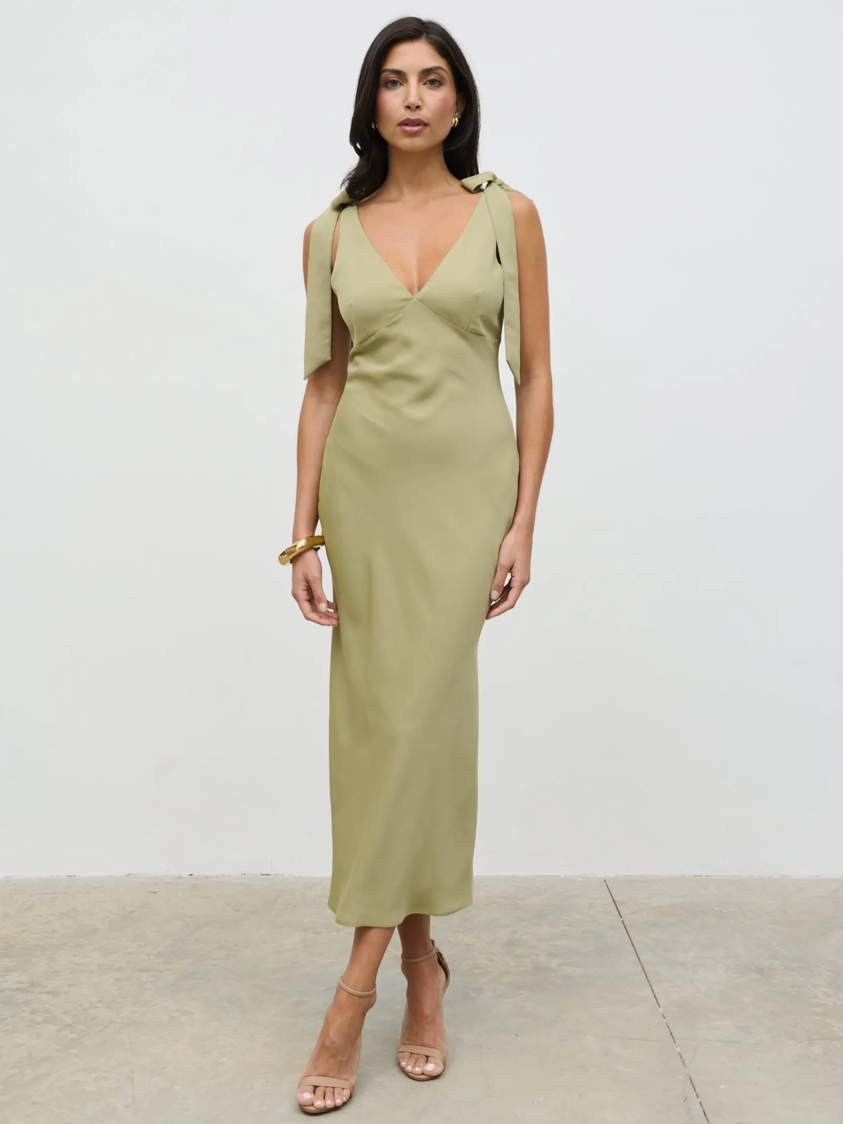 Piper Tie Midaxi Dress - Olive sold by Pretty Lavish product image thumbnail 5
