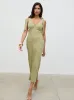 Piper Tie Midaxi Dress - Olive sold by Pretty Lavish