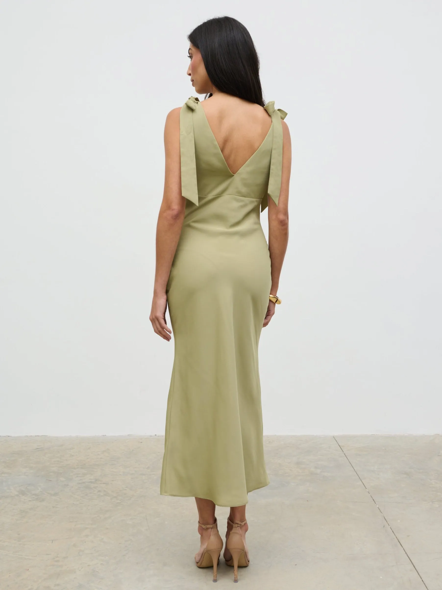 Piper Tie Midaxi Dress - Olive sold by Pretty Lavish product image thumbnail 3