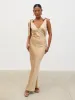 Piper Tie Midaxi Satin Dress - Gold sold by Pretty Lavish
