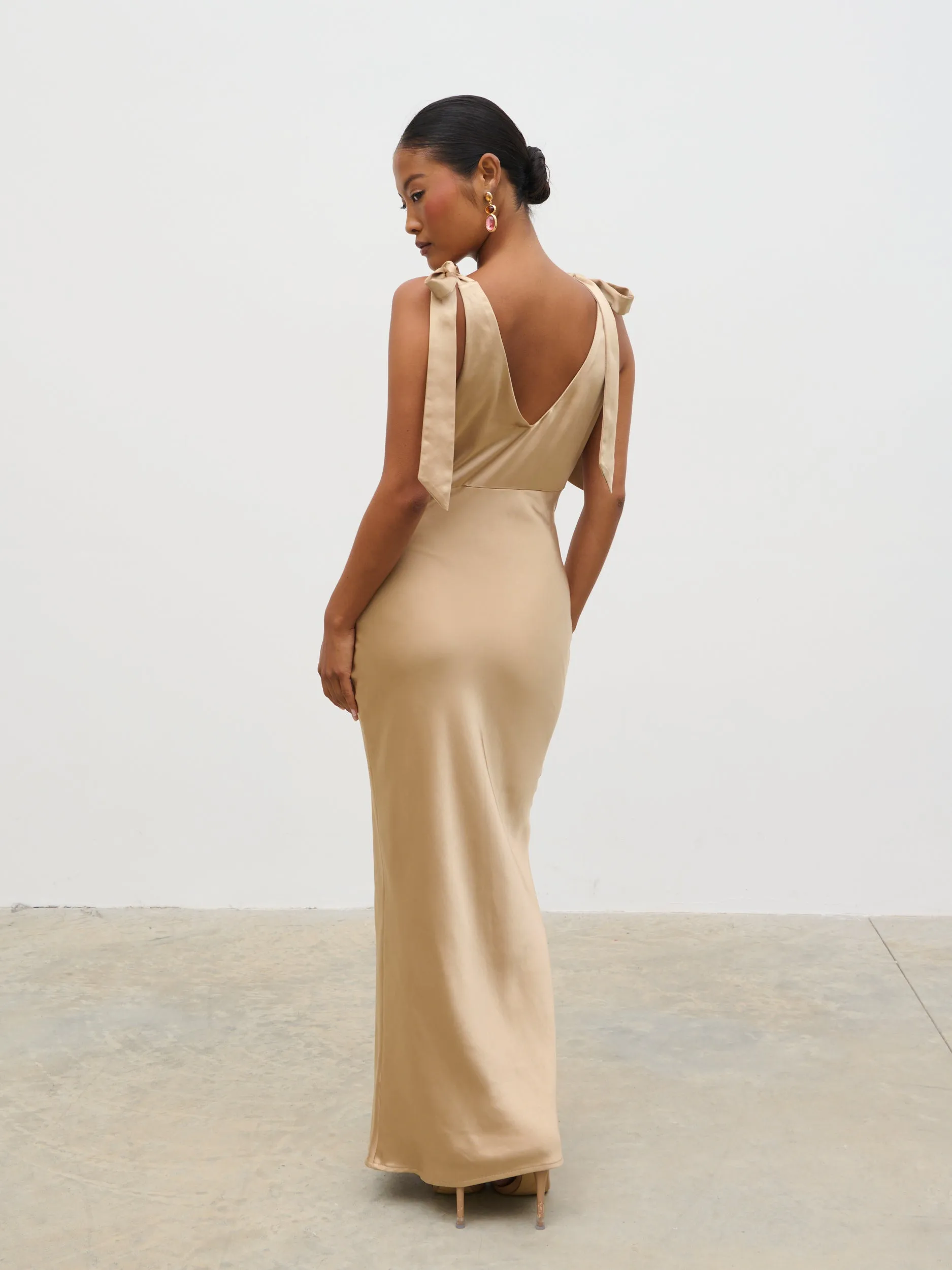 Piper Tie Midaxi Satin Dress - Gold sold by Pretty Lavish product image thumbnail 4