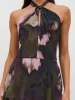 Hester Halter Neck Ruffle Maxi Dress - Purple and Khaki Ombre sold by Pretty Lavish