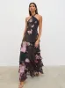 Hester Halter Neck Ruffle Maxi Dress - Purple and Khaki Ombre sold by Pretty Lavish